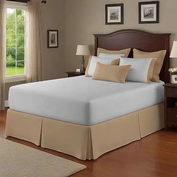 26" Inches Drop Bed Skirt Solid Sand Egyptian Cotton 1000TC