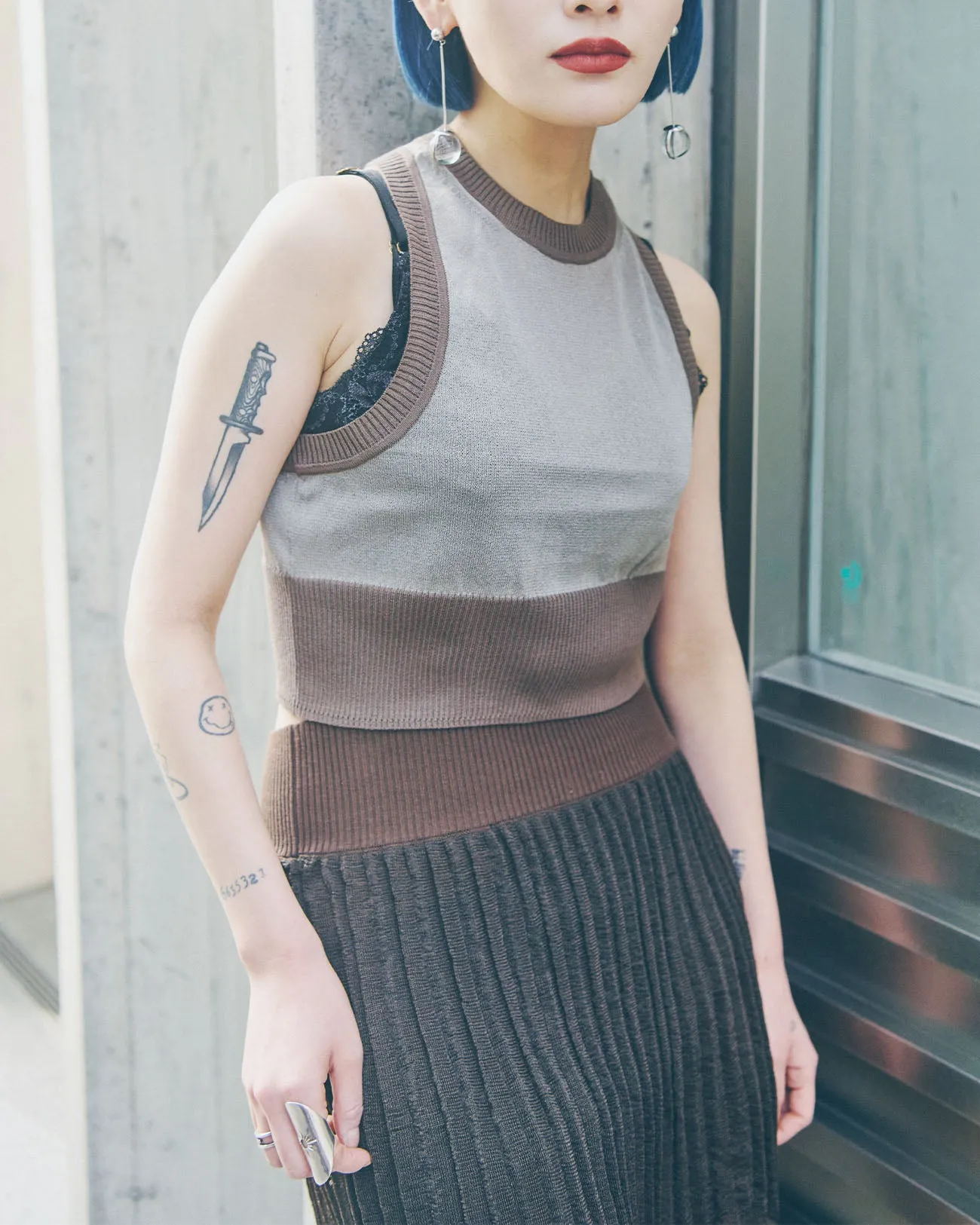 amesuri sheer knit tank
