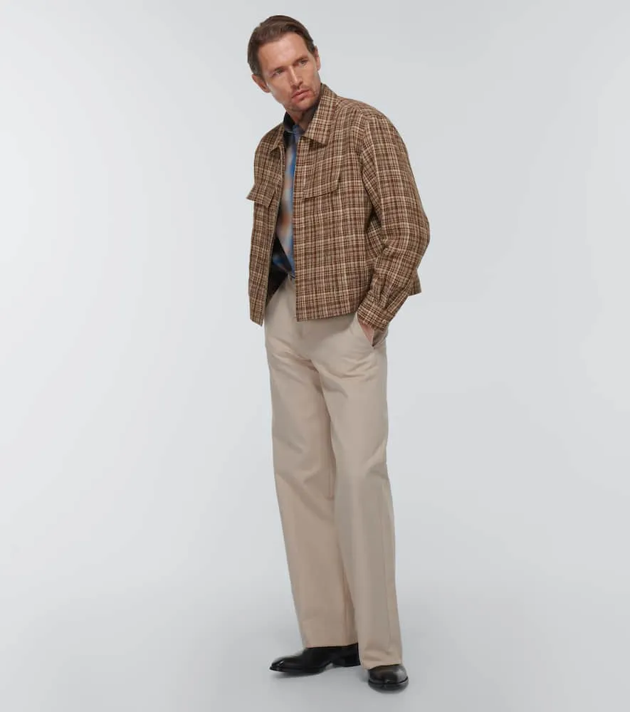 Auralee Checked linen and silk blouson jacket