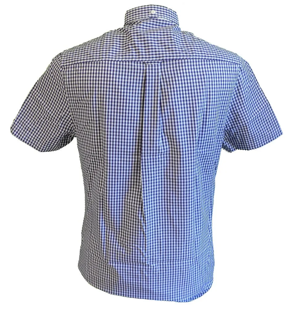 Ben Sherman Purple & White Tab Gingham Check Short Sleeved Shirts …