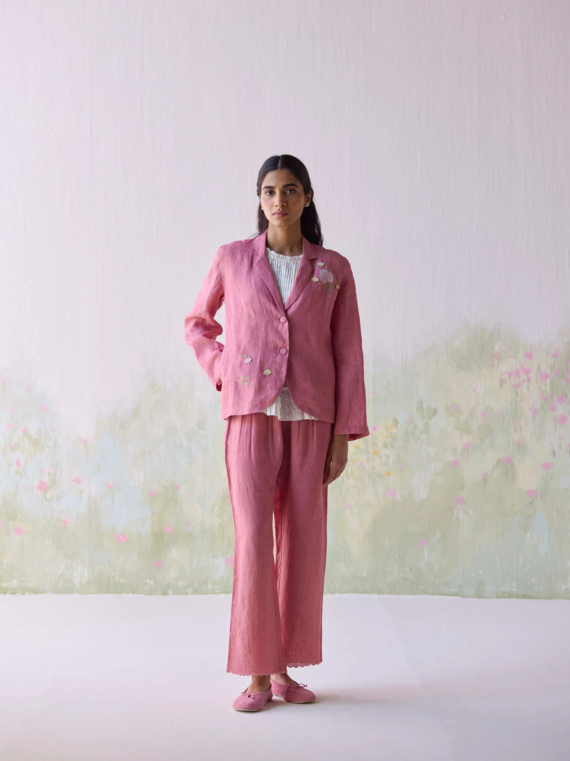 Blushing Blooms Linen Pants