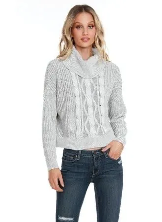 BOBI BLACK Cozy Cotton STAT Turtleneck Waist Crop Sweater