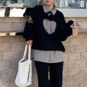 Casual Women's Overlay Heart Cut Sweaters - Ailime Designs