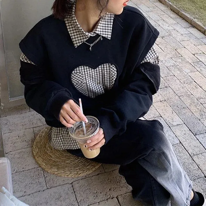 Casual Women's Overlay Heart Cut Sweaters - Ailime Designs