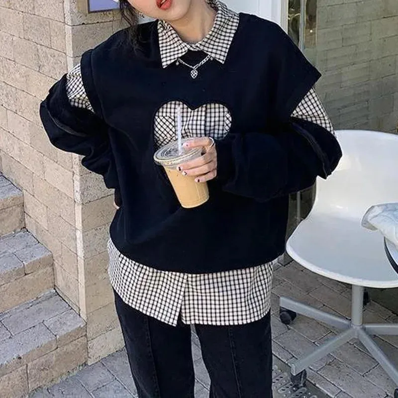 Casual Women's Overlay Heart Cut Sweaters - Ailime Designs