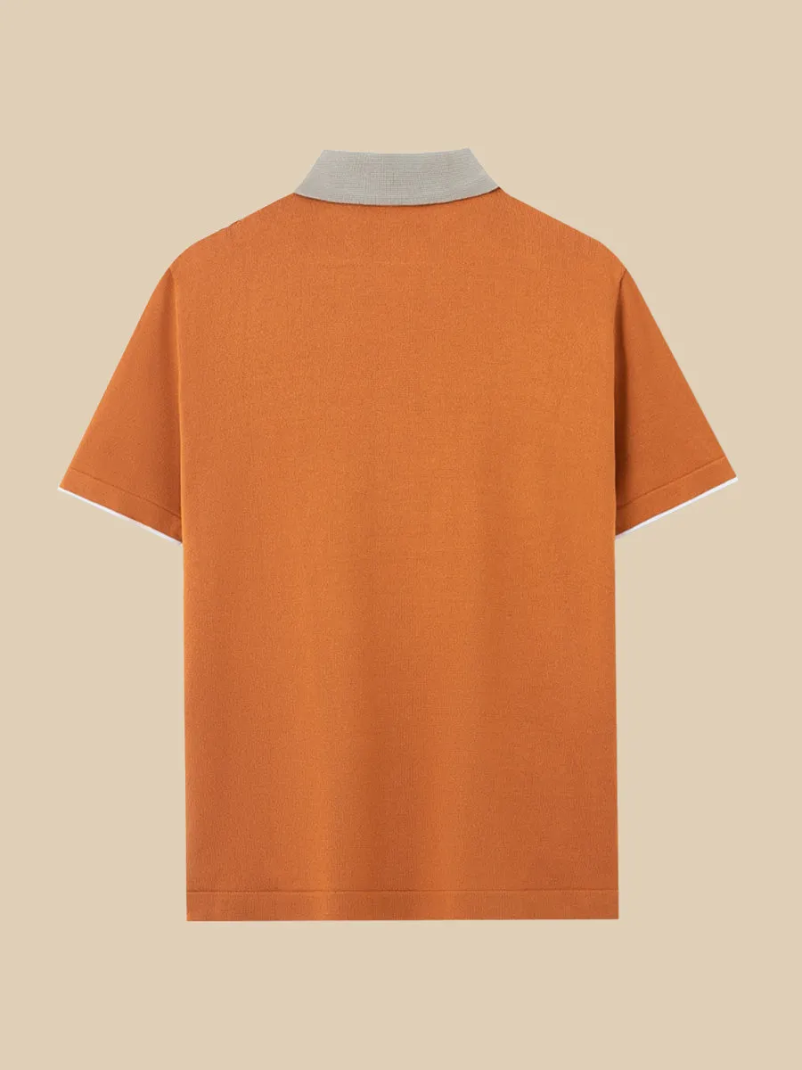 Cuban Striped Knit Polo Shirt