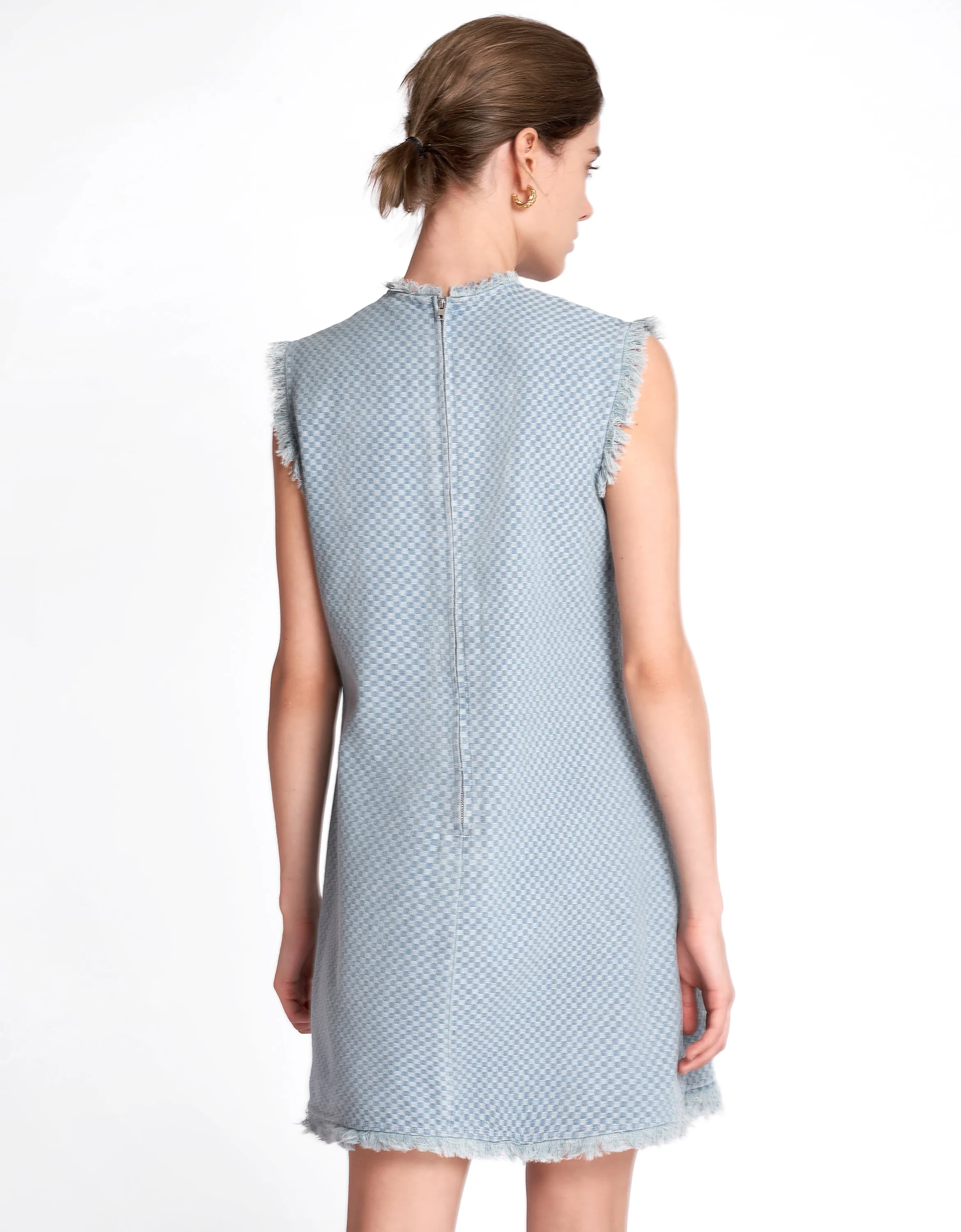Delicate Button Fringe Trim Dress