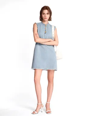 Delicate Button Fringe Trim Dress