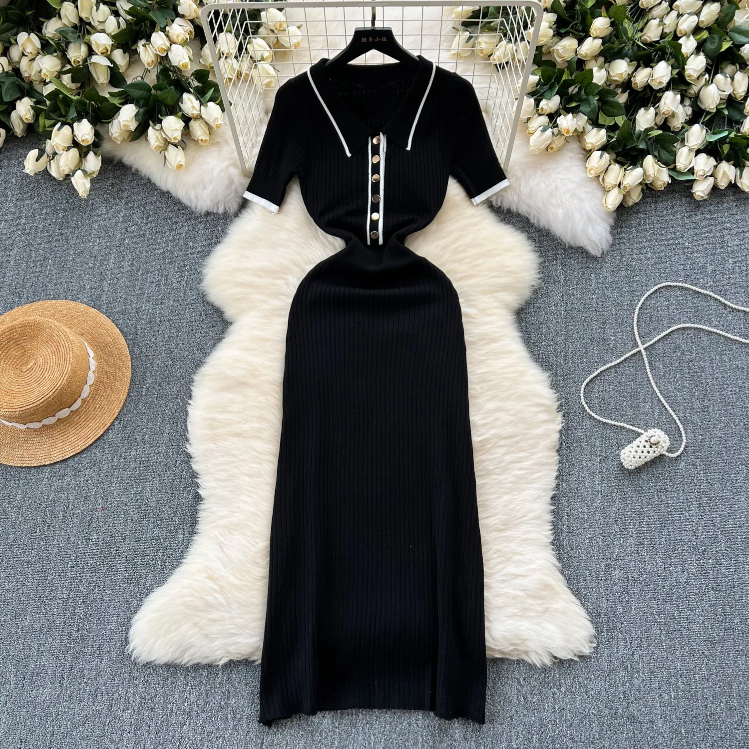 Delicate Color Blocking Knitted Dress