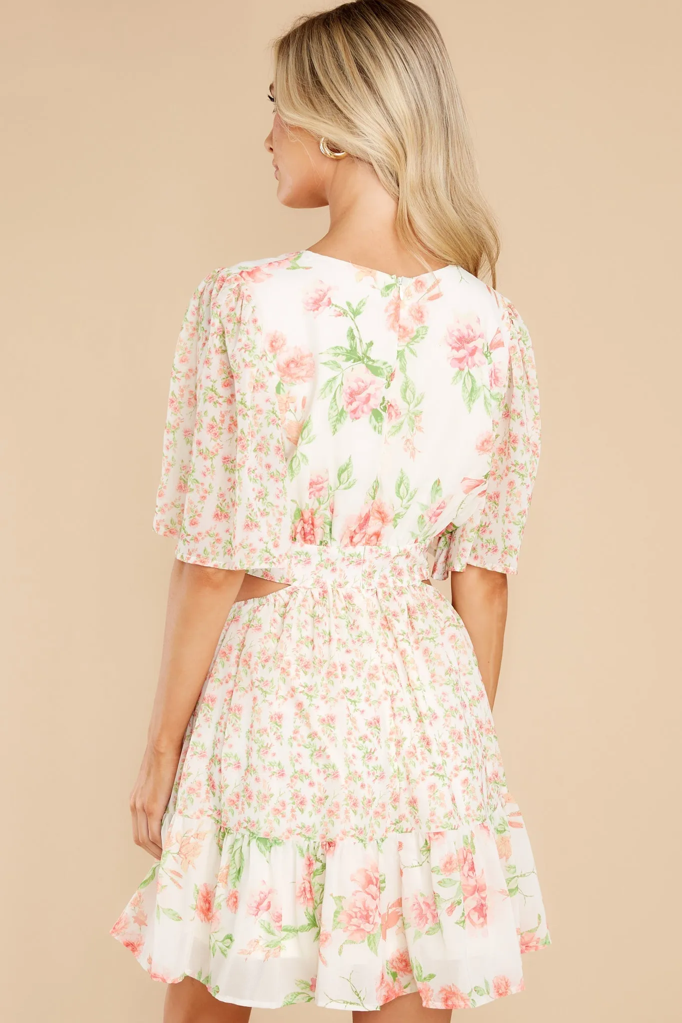 Delicate Hearts Pink Floral Print Dress