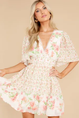 Delicate Hearts Pink Floral Print Dress