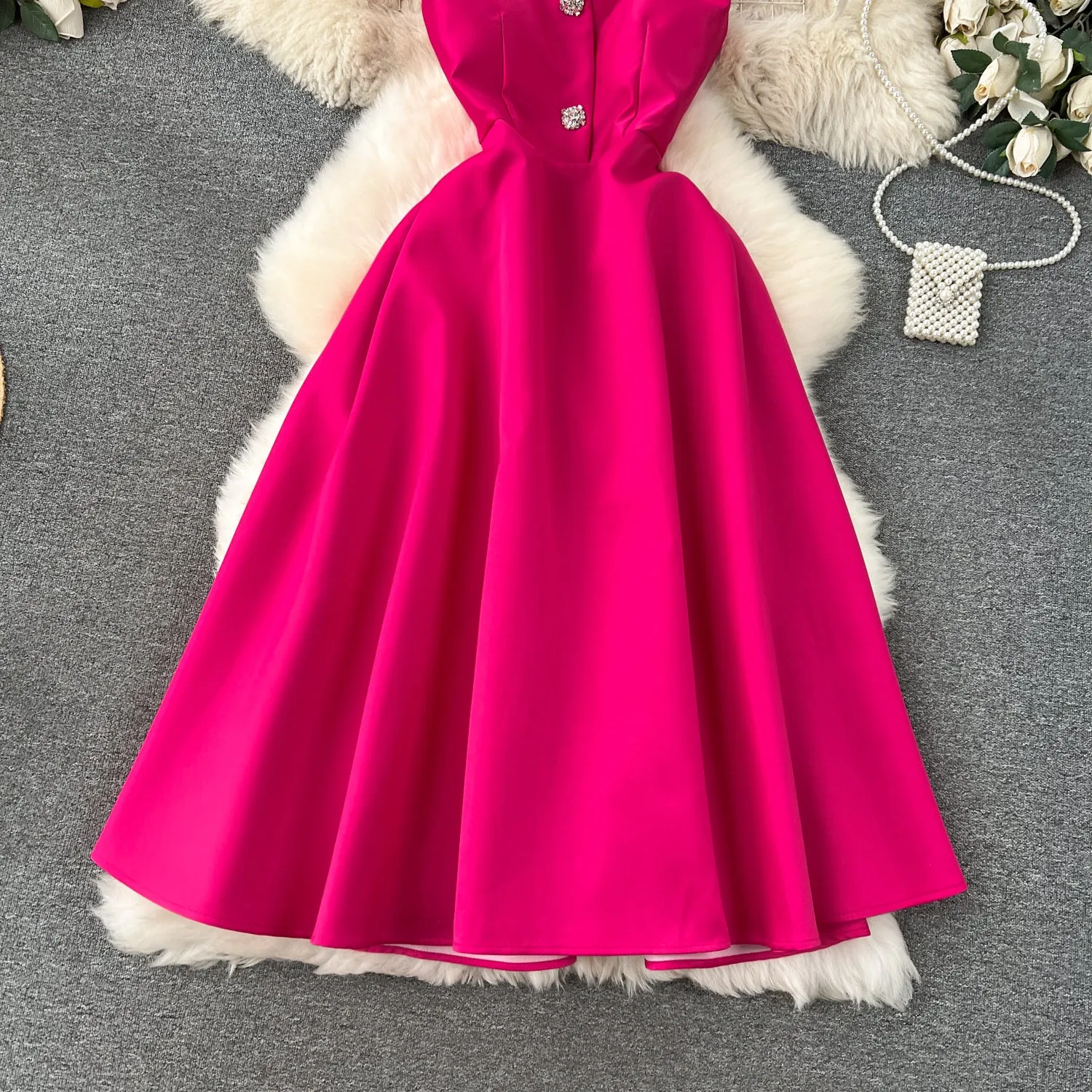 Delicate Pleated Bow Slip Dress