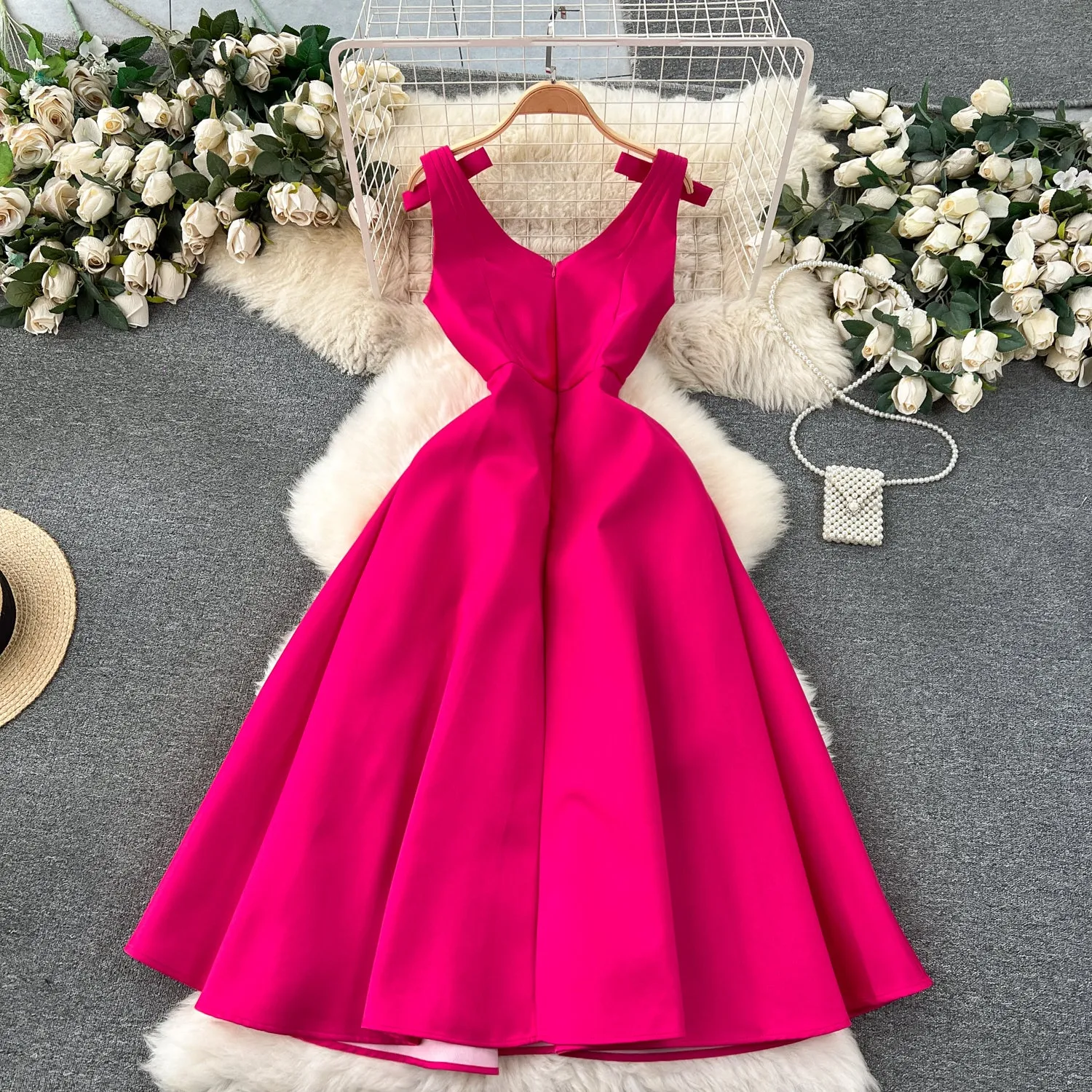 Delicate Pleated Bow Slip Dress