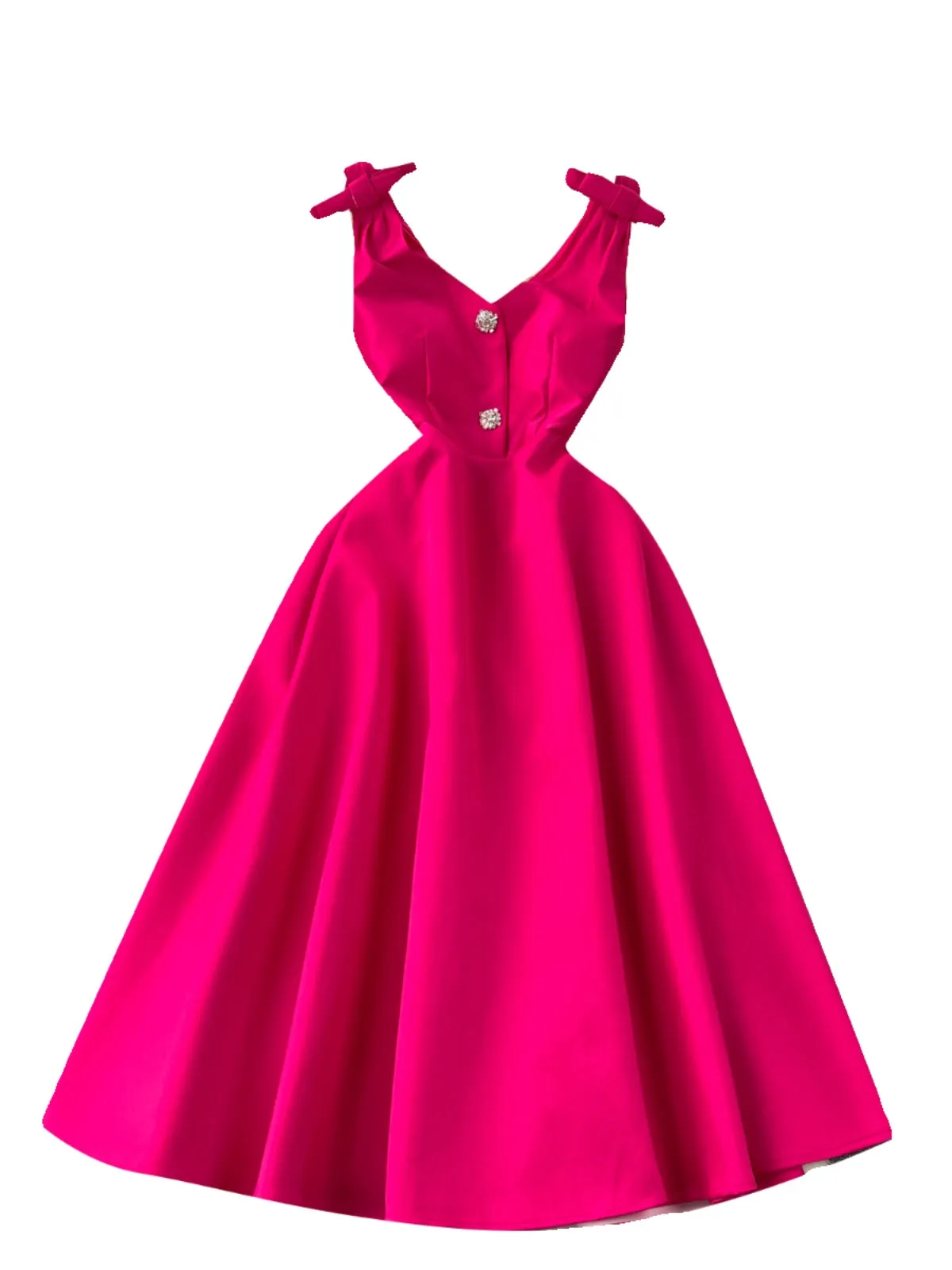 Delicate Pleated Bow Slip Dress