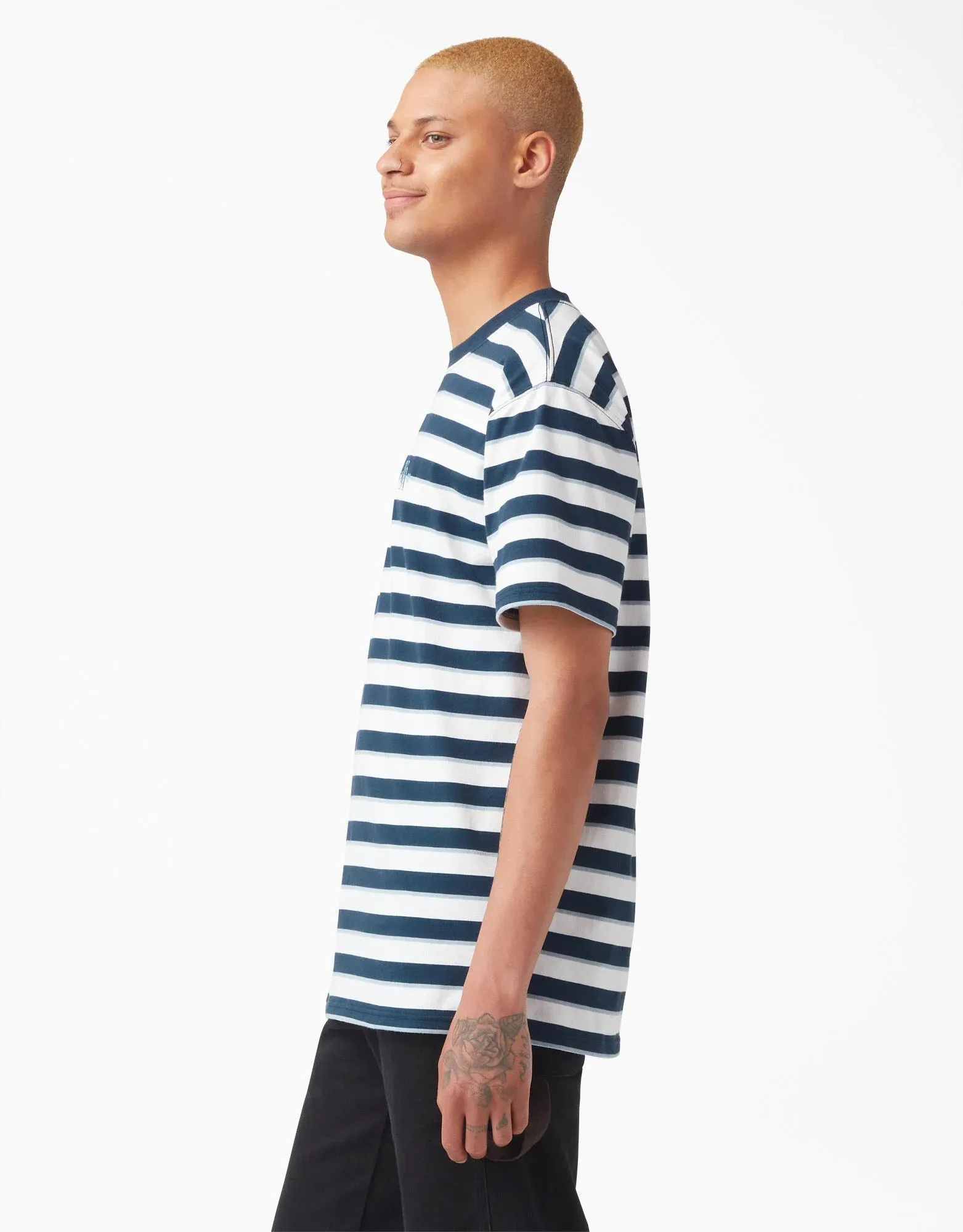 Dickies Vincent Alvarez Striped T-Shirt - Airforce Blue Stripe