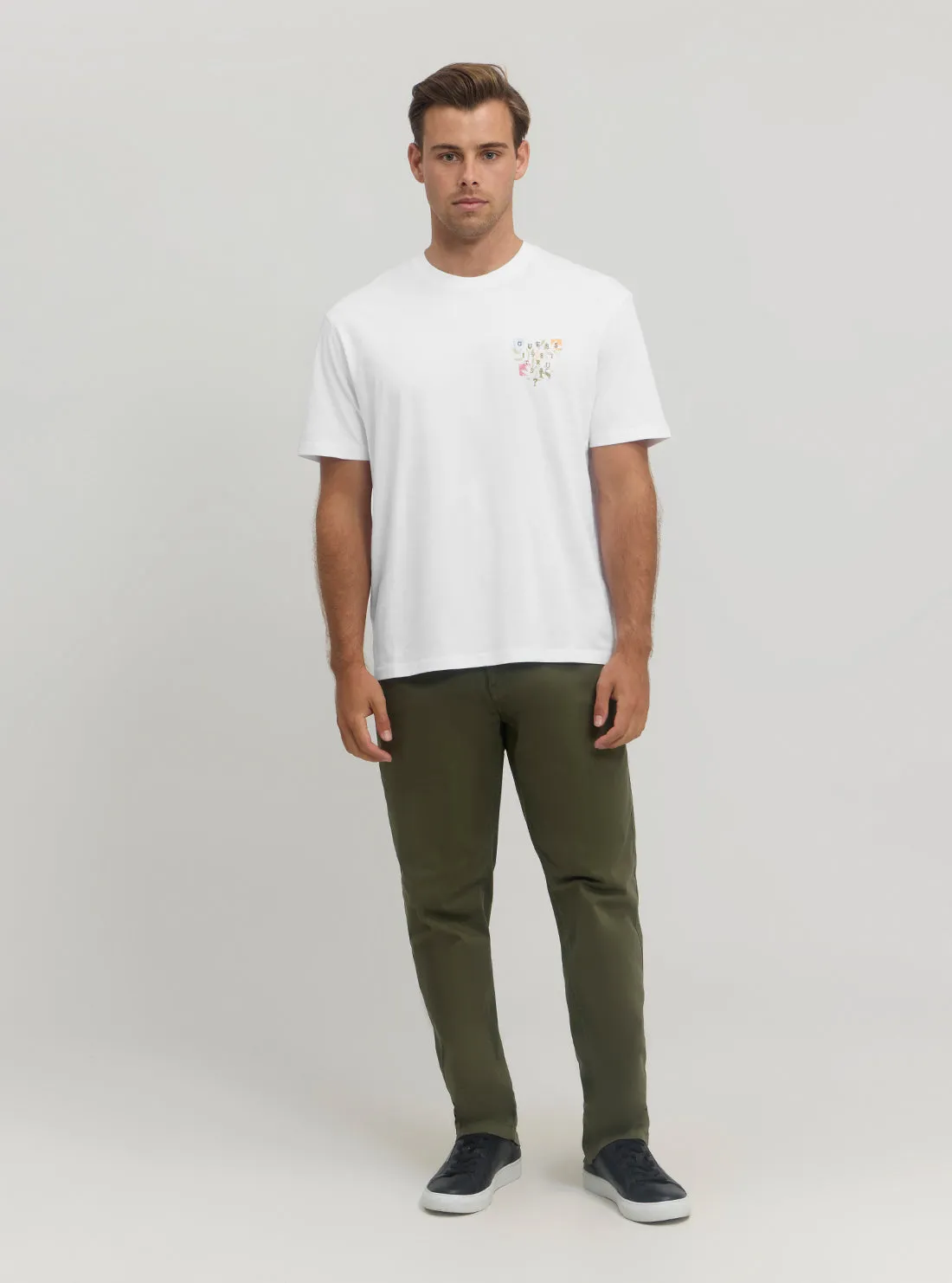 Eco White Abstract Flower Logo T-Shirt