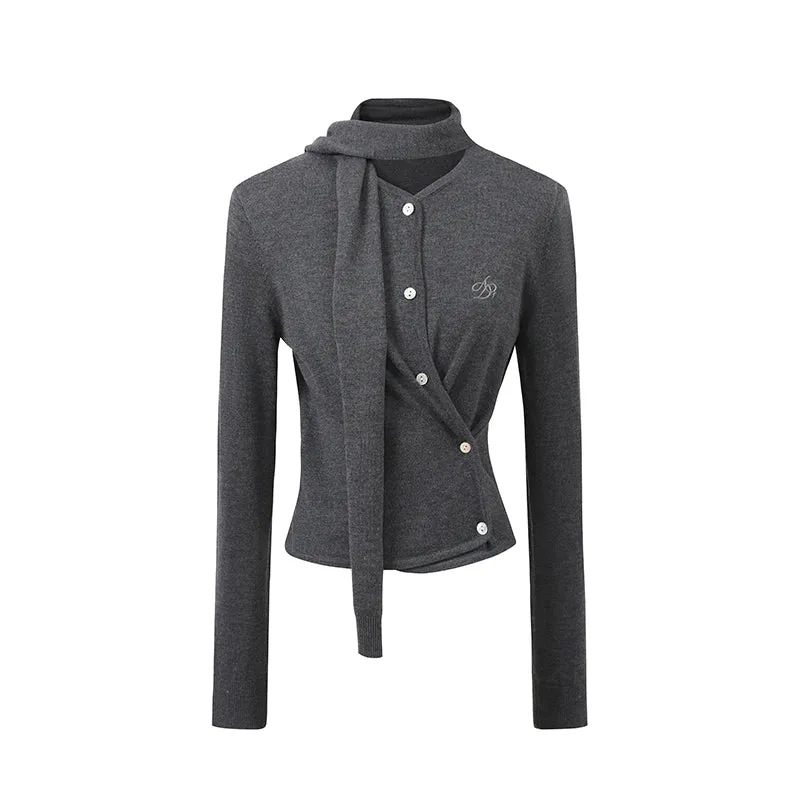 Elegant Bow-Tie Fitted Cardigan