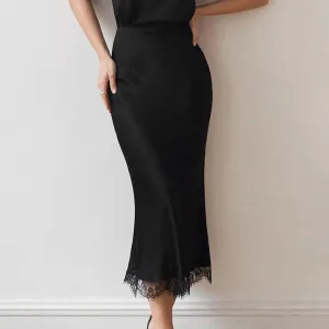 Elegant French Lace Stitching Skirt