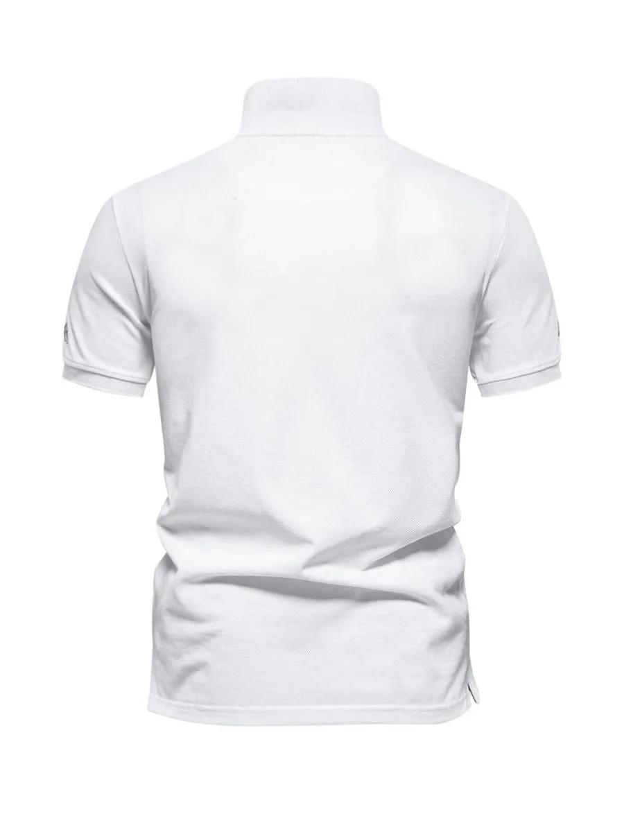 Embroidered Geometric Cotton Polo