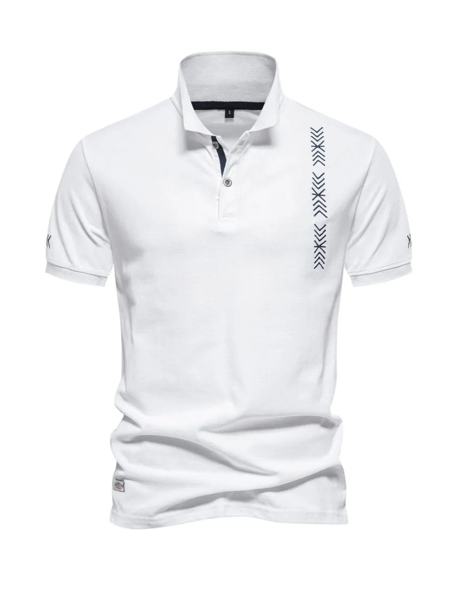 Embroidered Geometric Cotton Polo