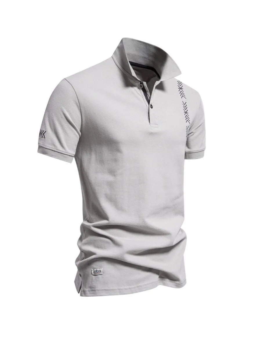 Embroidered Geometric Cotton Polo