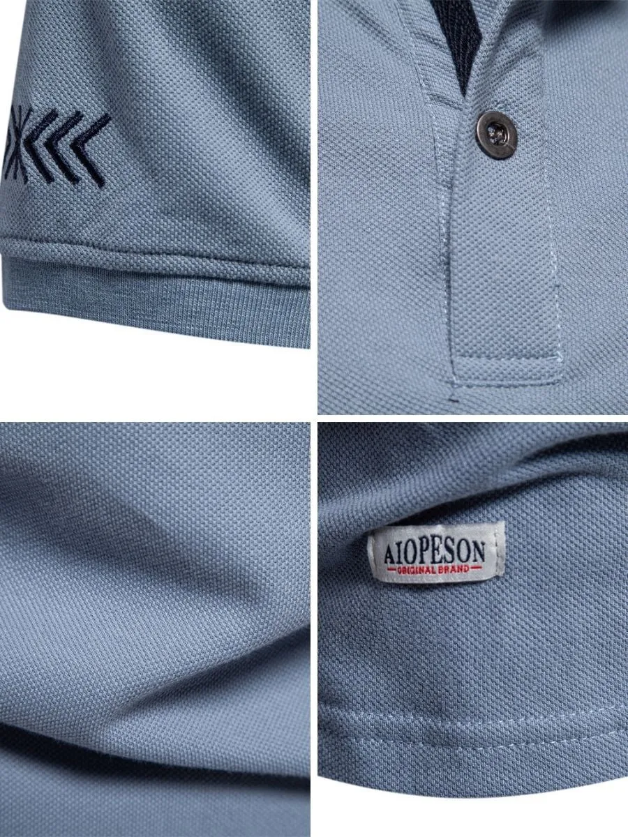 Embroidered Geometric Cotton Polo