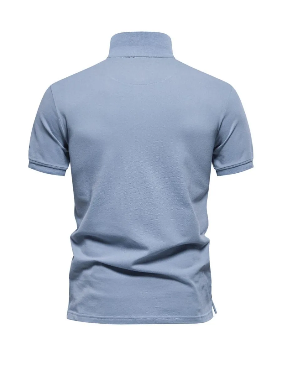 Embroidered Geometric Cotton Polo