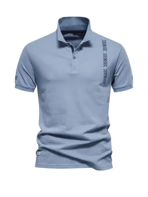 Embroidered Geometric Cotton Polo