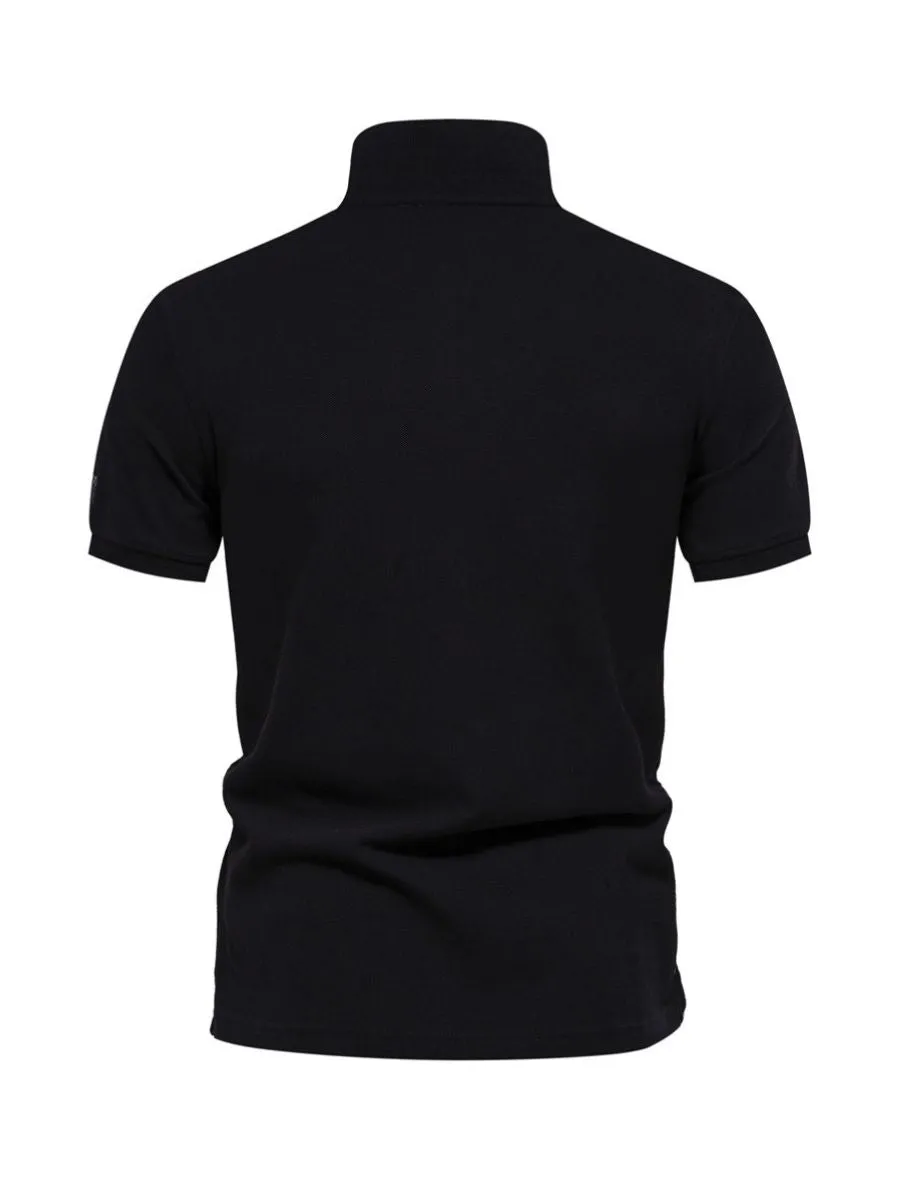 Embroidered Geometric Cotton Polo