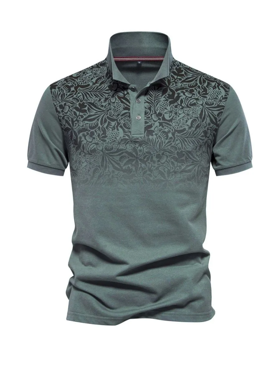 Floral Gradient Cotton Polo