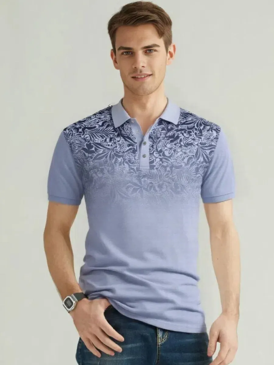 Floral Gradient Cotton Polo