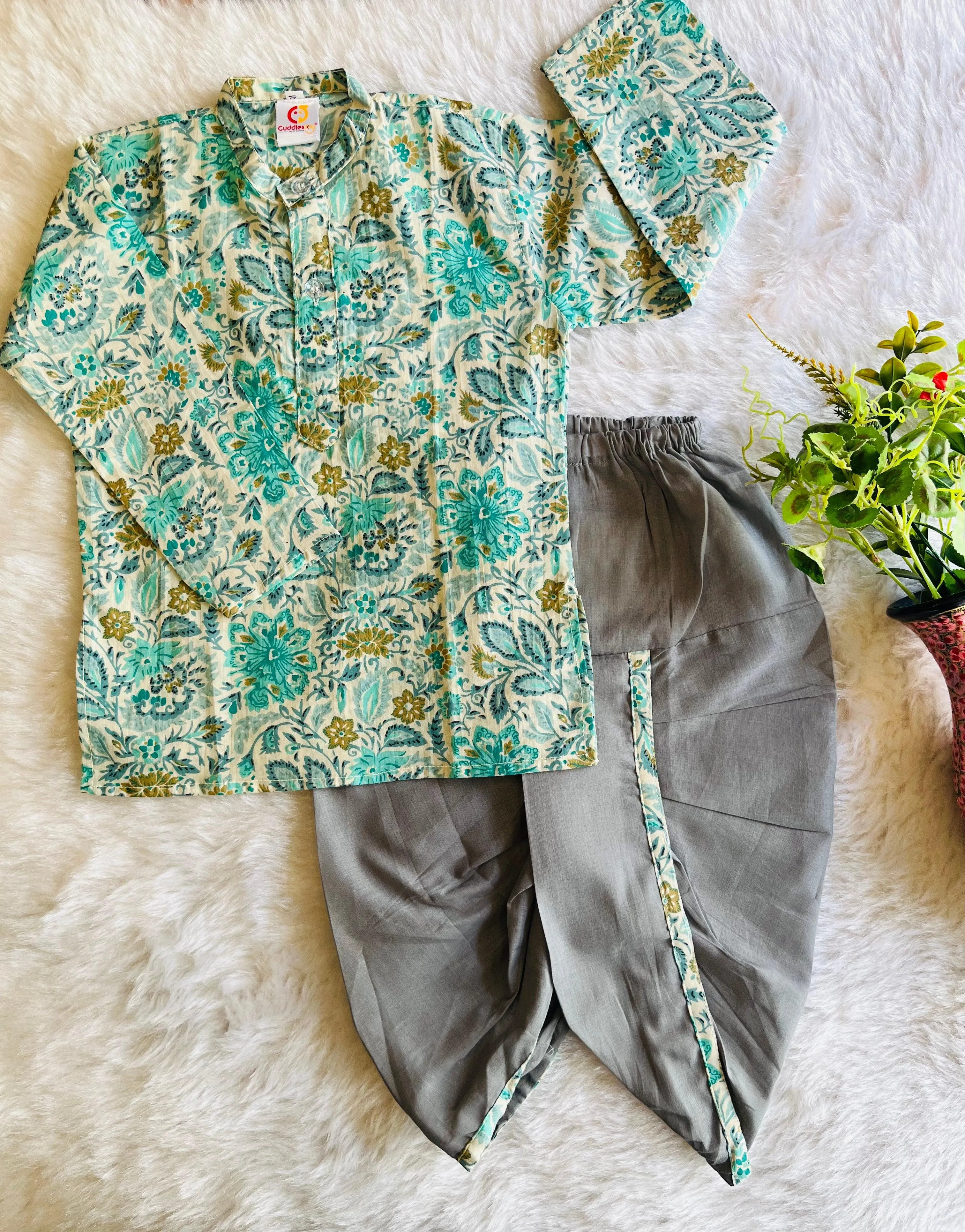 Glam Floral Kurta Dhoti