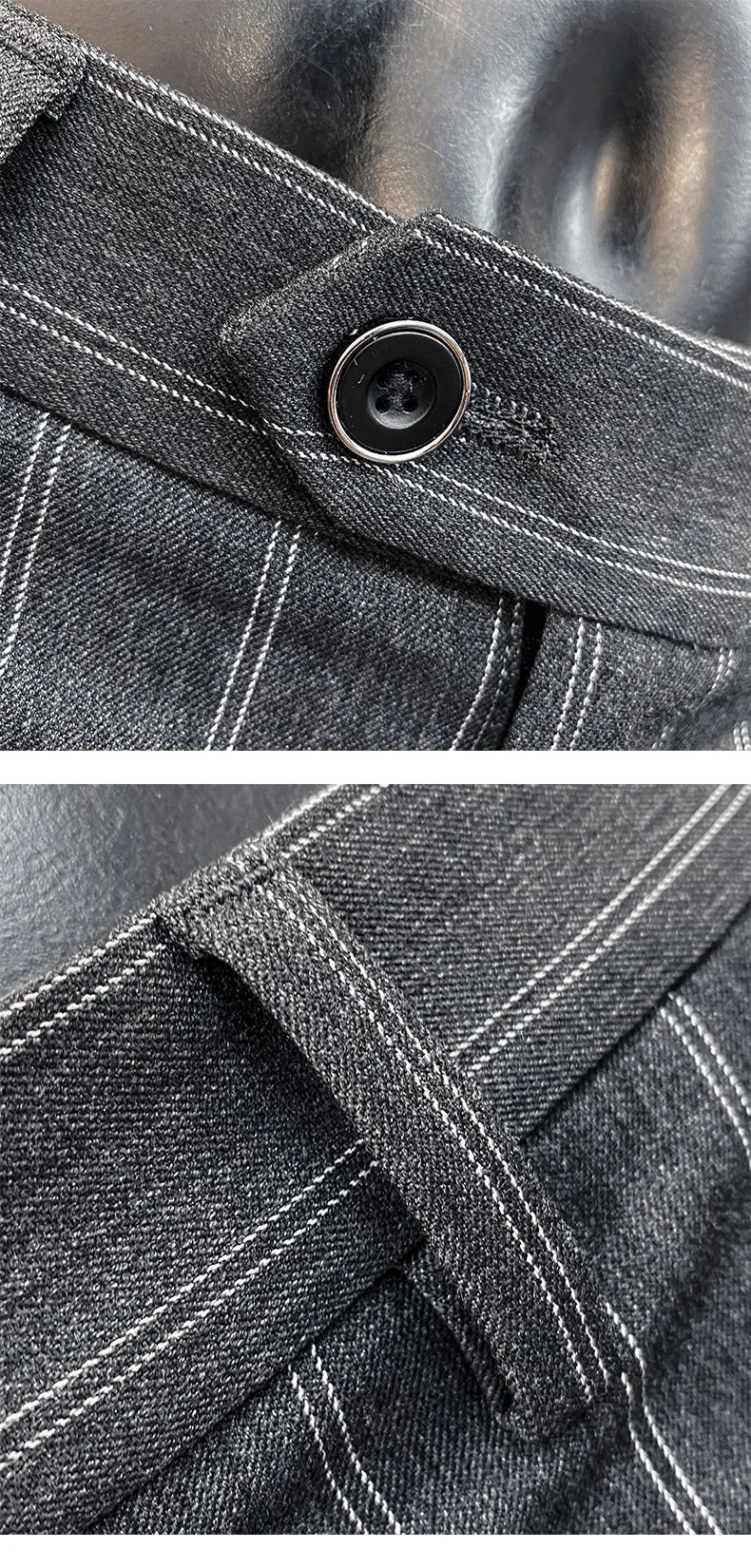 Jinquedai Suit Trousers for Men New High-quality Stripes Slim Dress Suit Pants Fashion Casual Mens Clothing Formal Full Length Pants