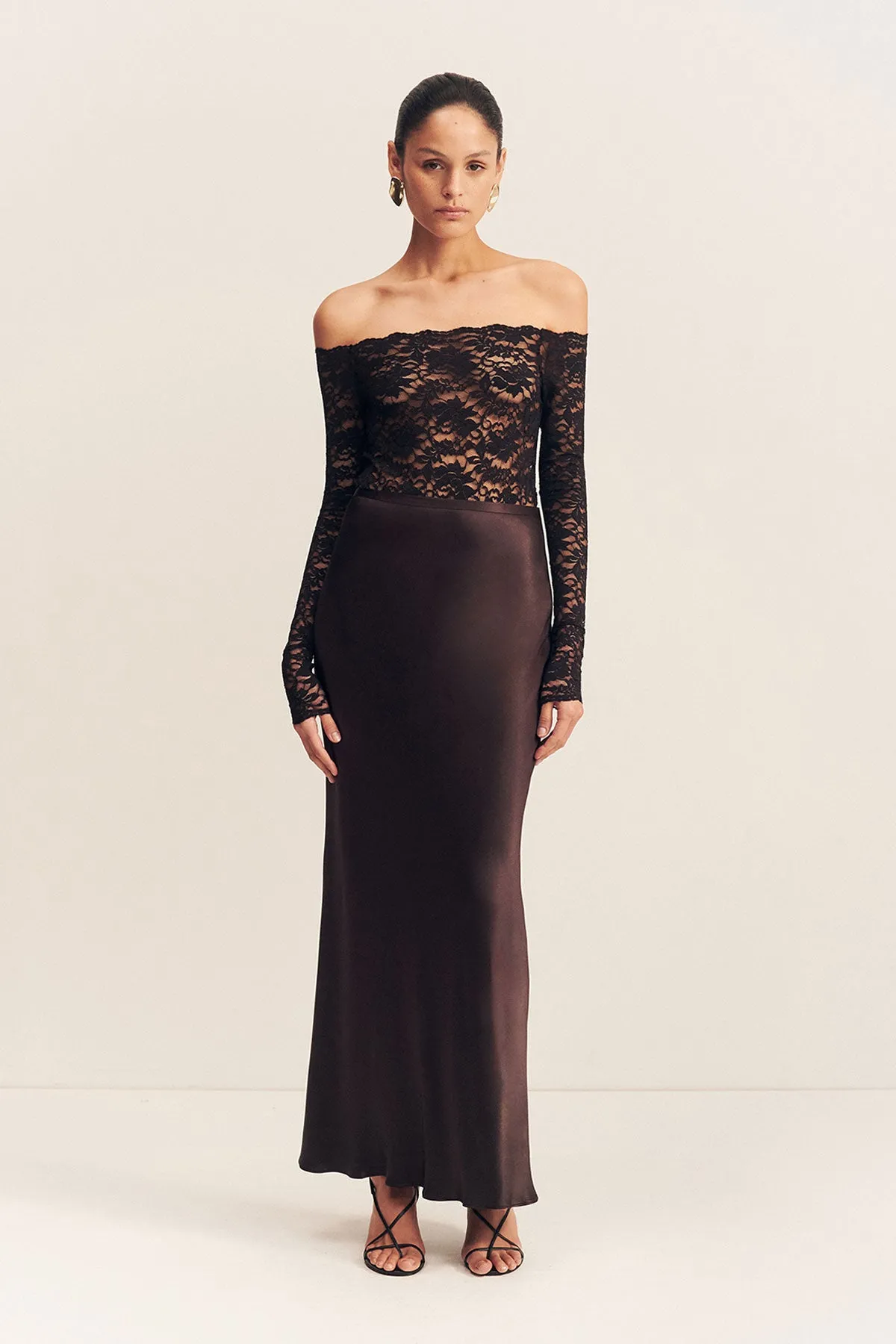LA LUNE BIAS MAXI SKIRT - BLACK