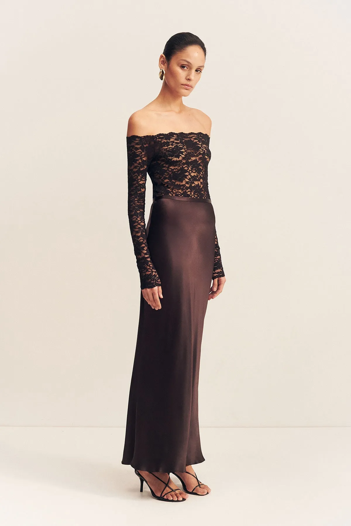 LA LUNE BIAS MAXI SKIRT - BLACK