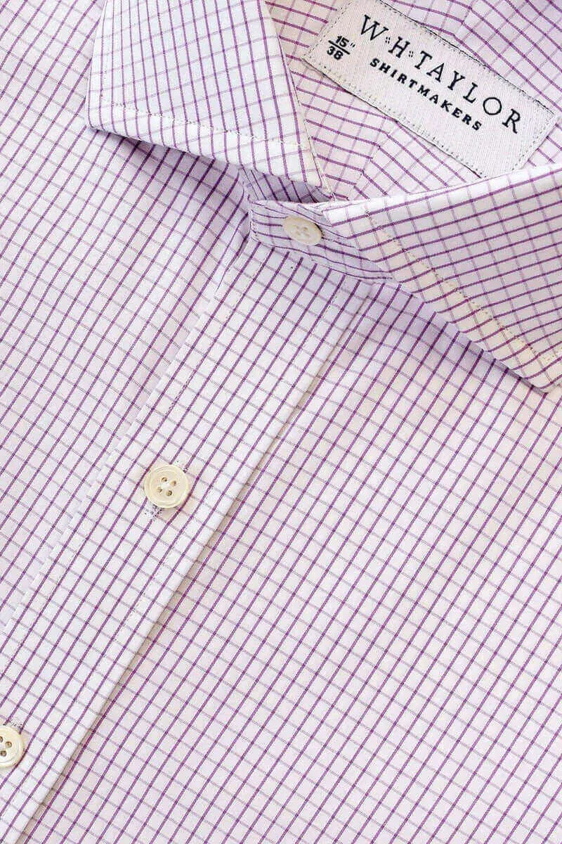Lilac Graph Check Poplin Ladies Bespoke Shirt