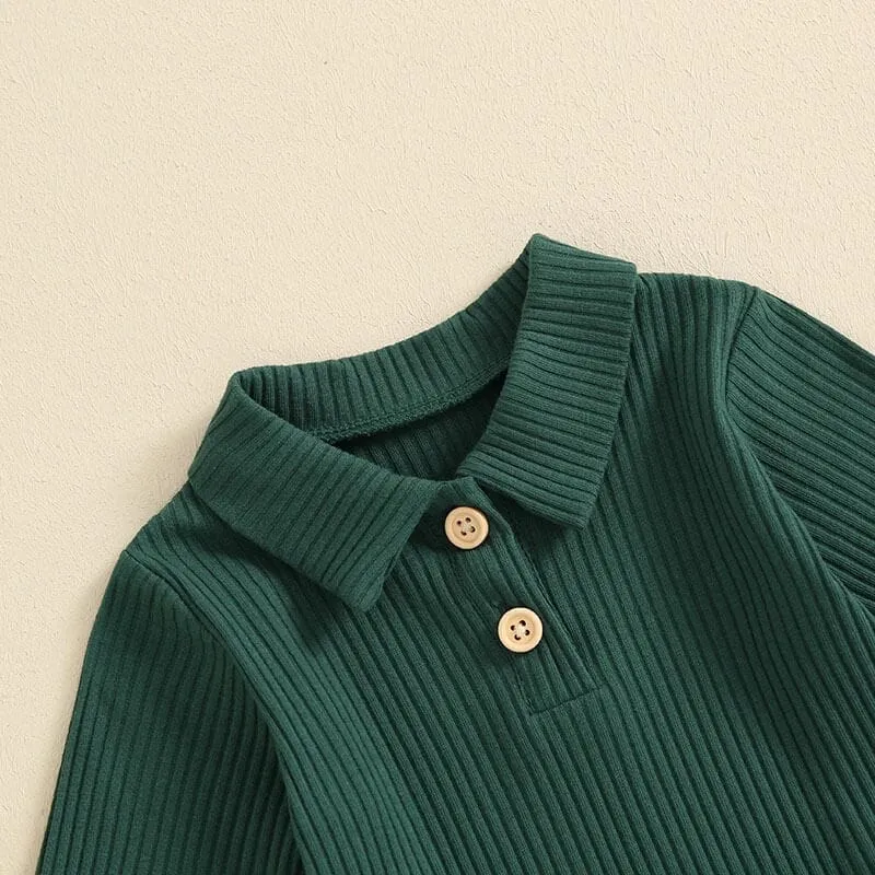 Long Sleeve Ribbed Collar Baby Set