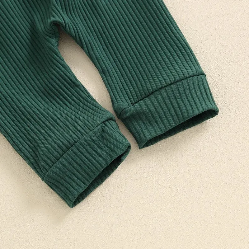 Long Sleeve Ribbed Collar Baby Set