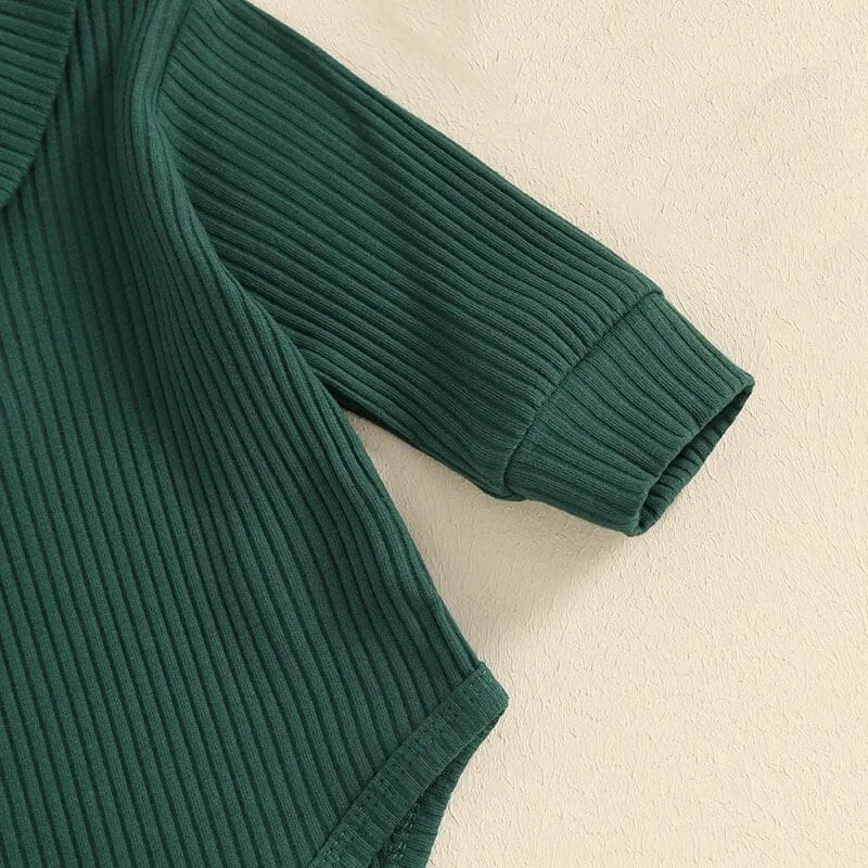 Long Sleeve Ribbed Collar Baby Set