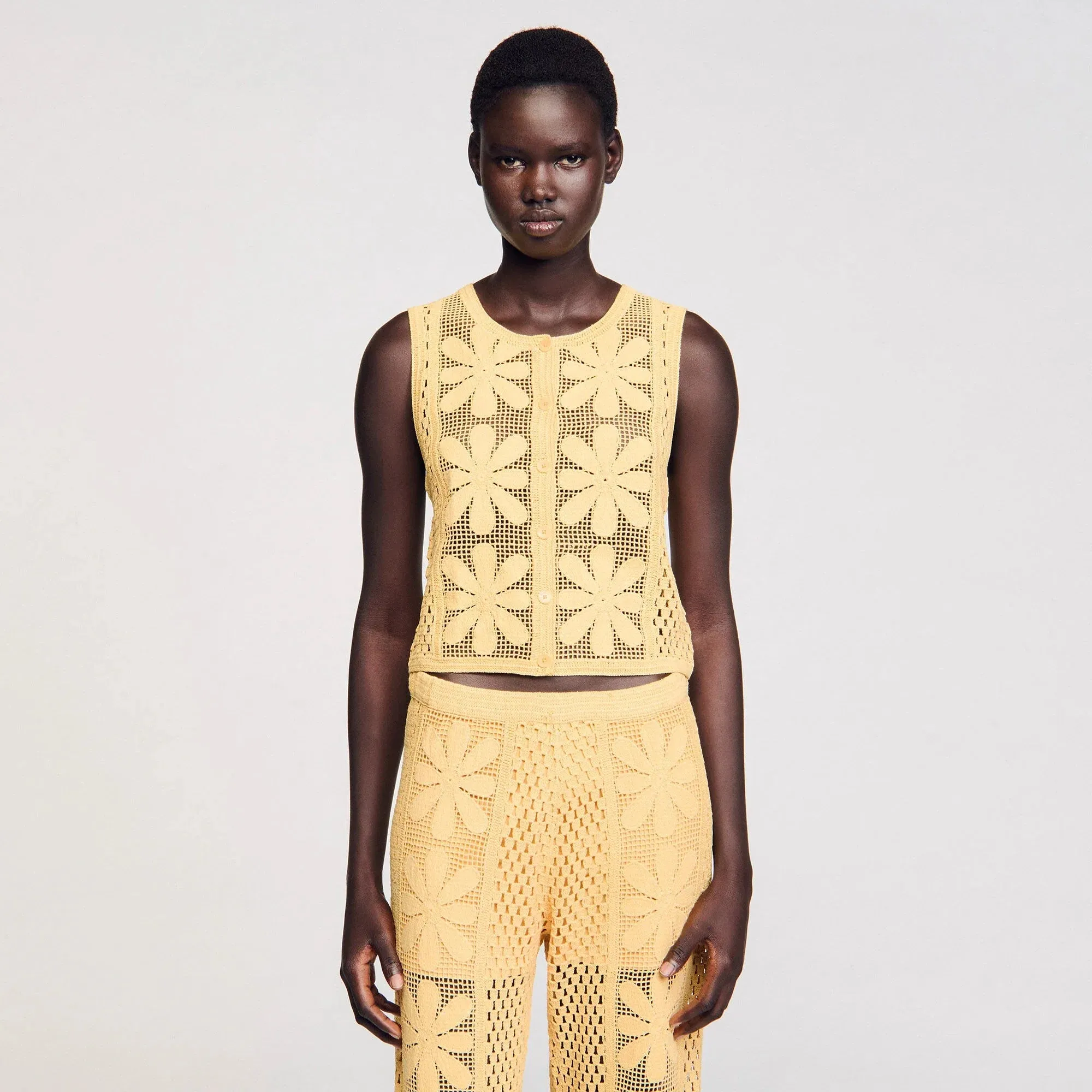 Loulou Crochet Cardigan Yellow