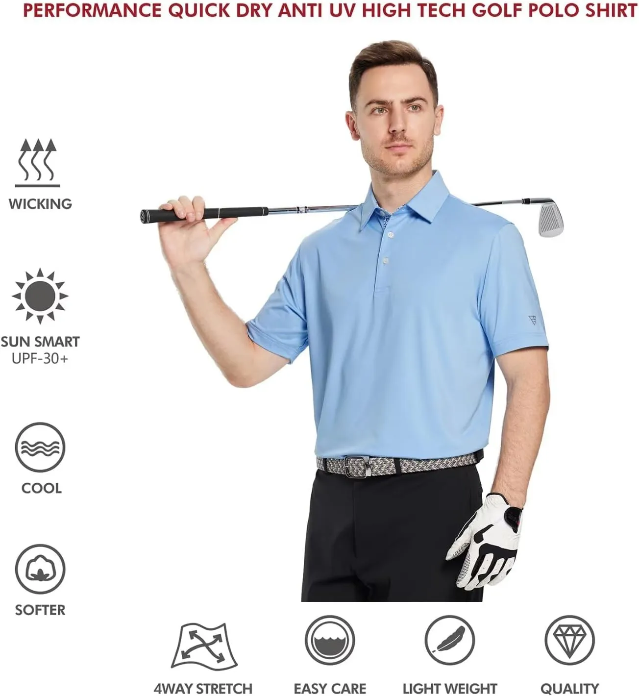 Mens Polo Shirts Short and Long Sleeve Casual Solid Stylish Dry Fit Performance Designed Collared Golf Polo Shirts for Men