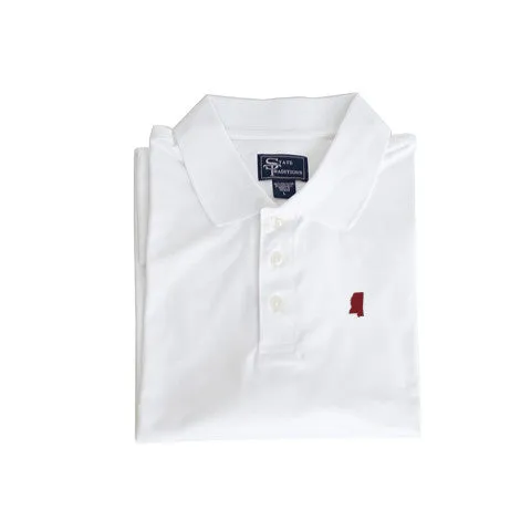 Mississippi Starkville Clubhouse Performance Polo White