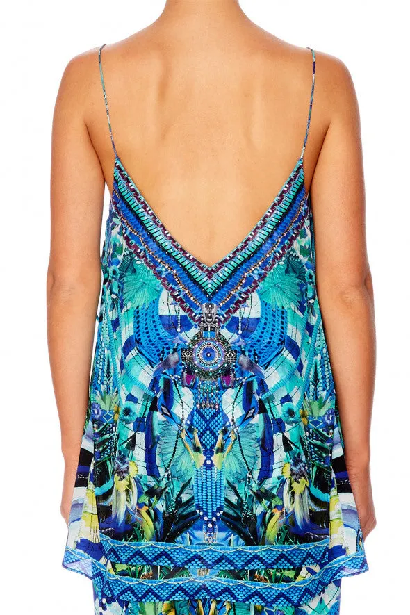 Multi Layer V Neck Top- Amazon Azure