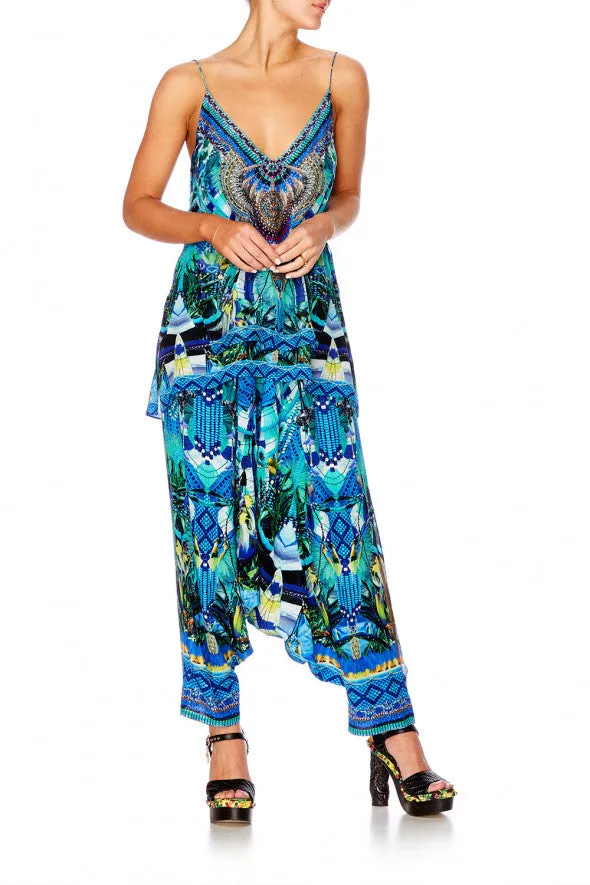 Multi Layer V Neck Top- Amazon Azure