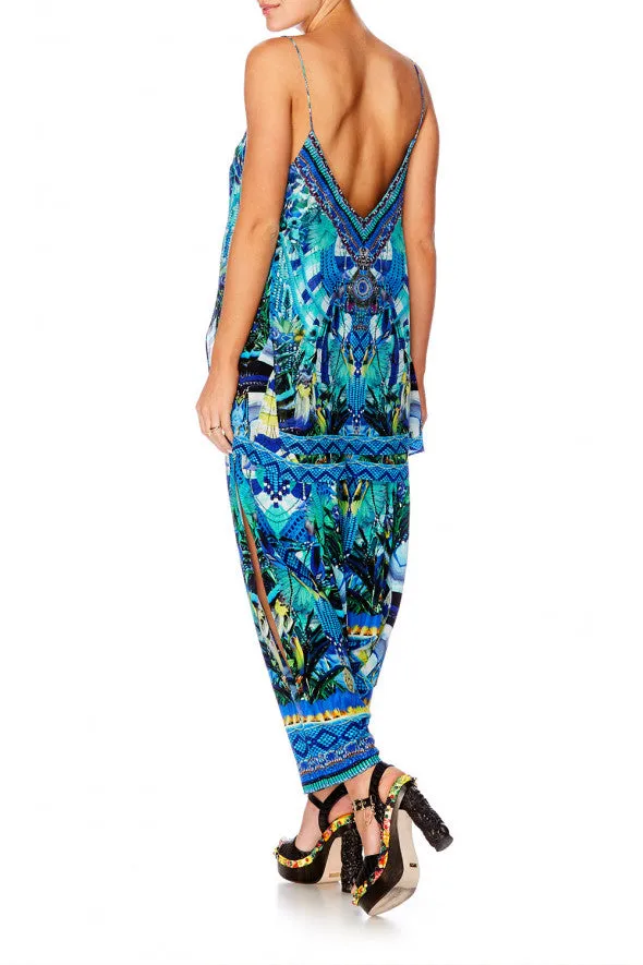 Multi Layer V Neck Top- Amazon Azure