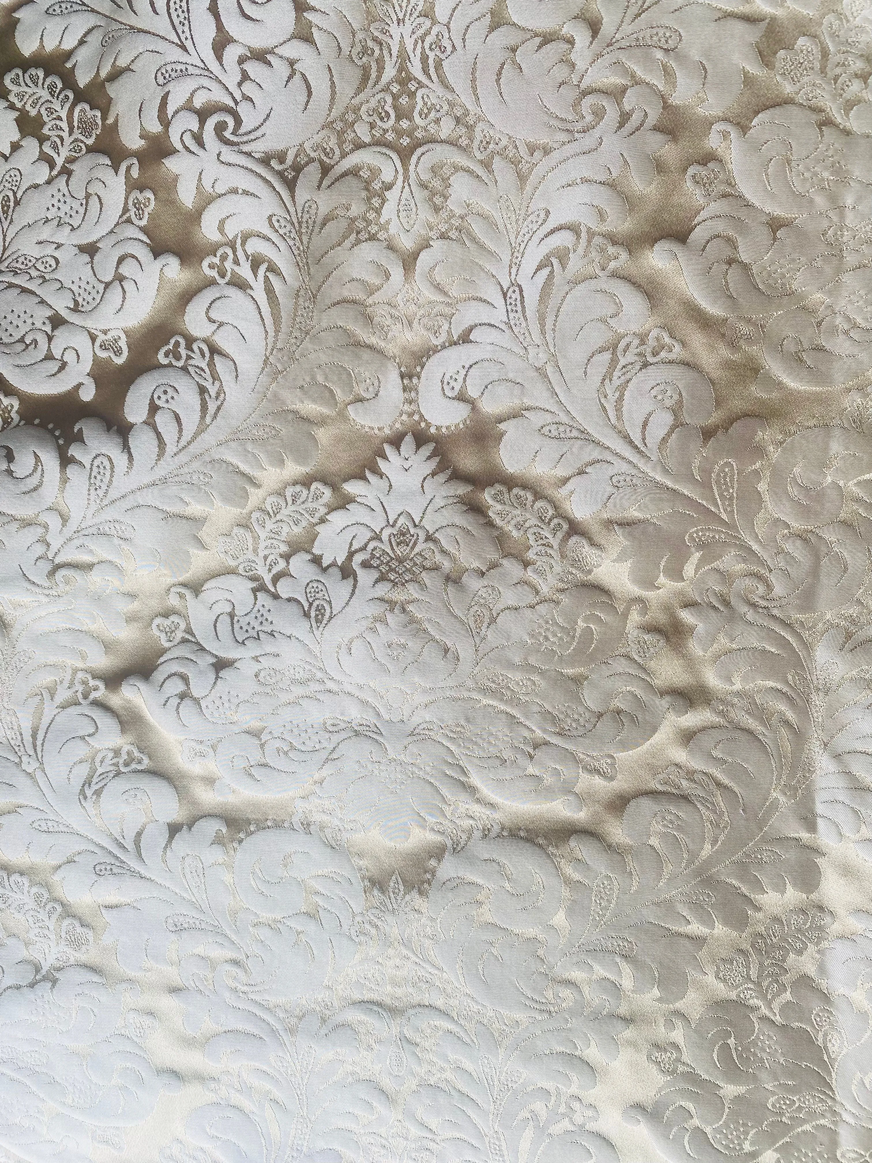 NEW Prince Liam 100% Silk Satin Taffeta Jacquard Medallion Fabric - Light Gold