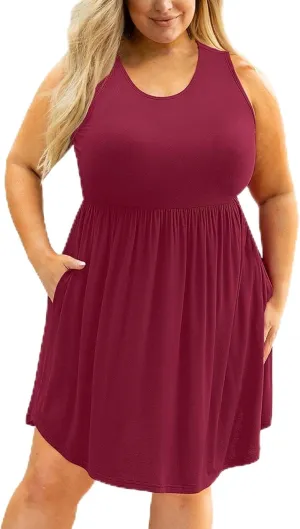 Oversized Dresses for Women Loose Fit Mini Dress Sleeveless Tank Tops Summer Beach Dress Plus Size Fashion Dress