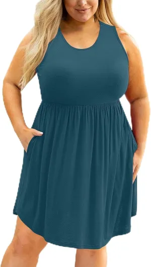 Oversized Dresses for Women Loose Fit Mini Dress Sleeveless Tank Tops Summer Beach Dress Plus Size Fashion Dress