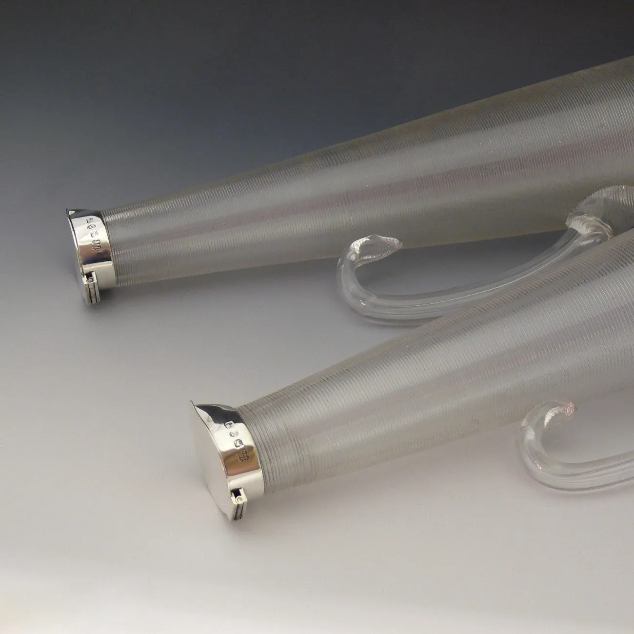 Pair of Striker Glass Decanters