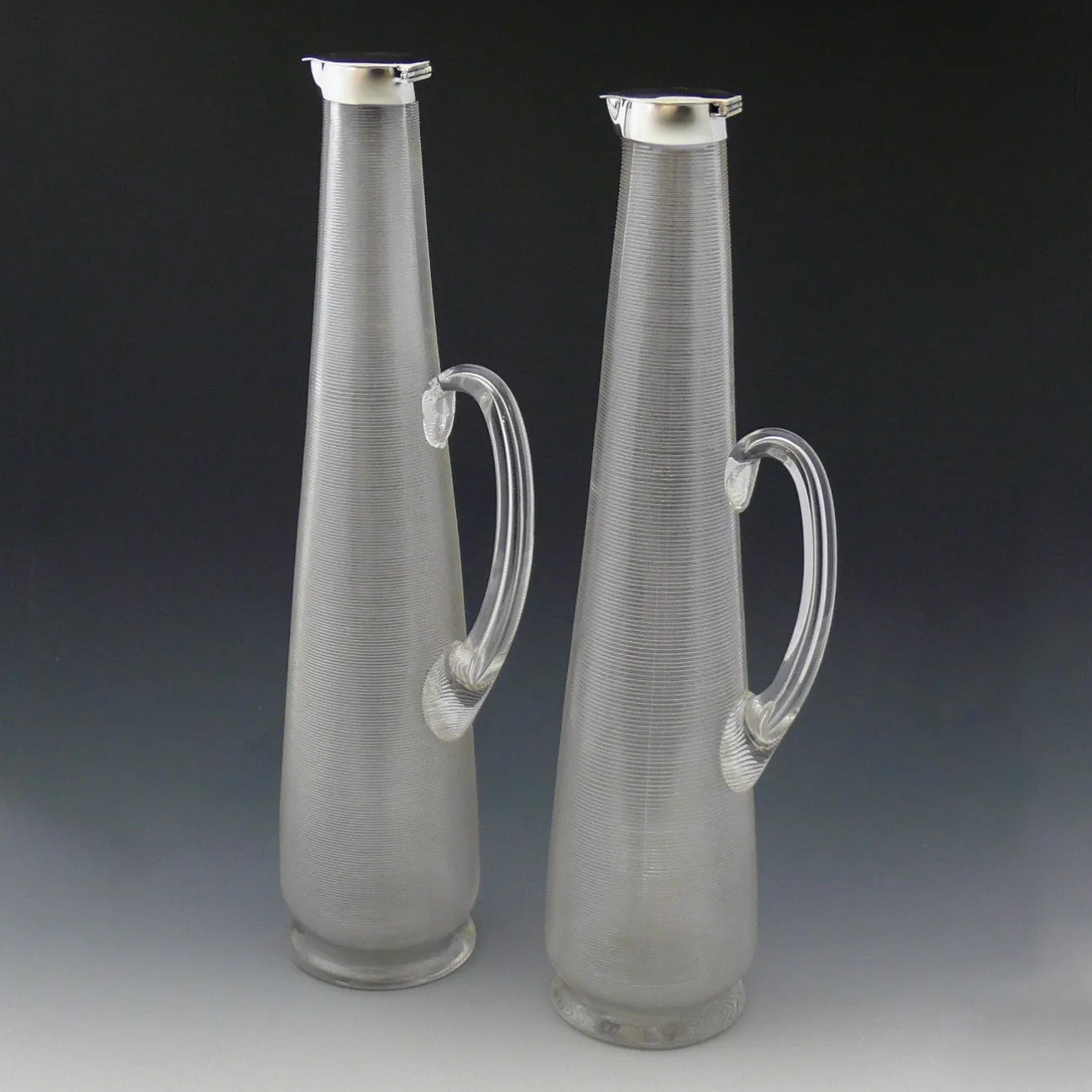 Pair of Striker Glass Decanters